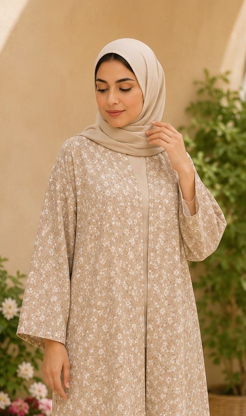 مانتو عبایی گل گچی ریز 