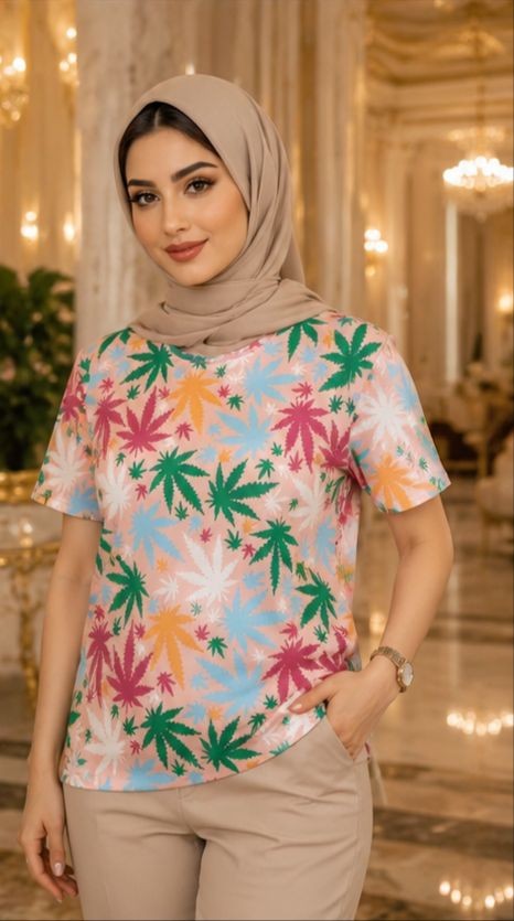تیشرت پنبه طرح نخل