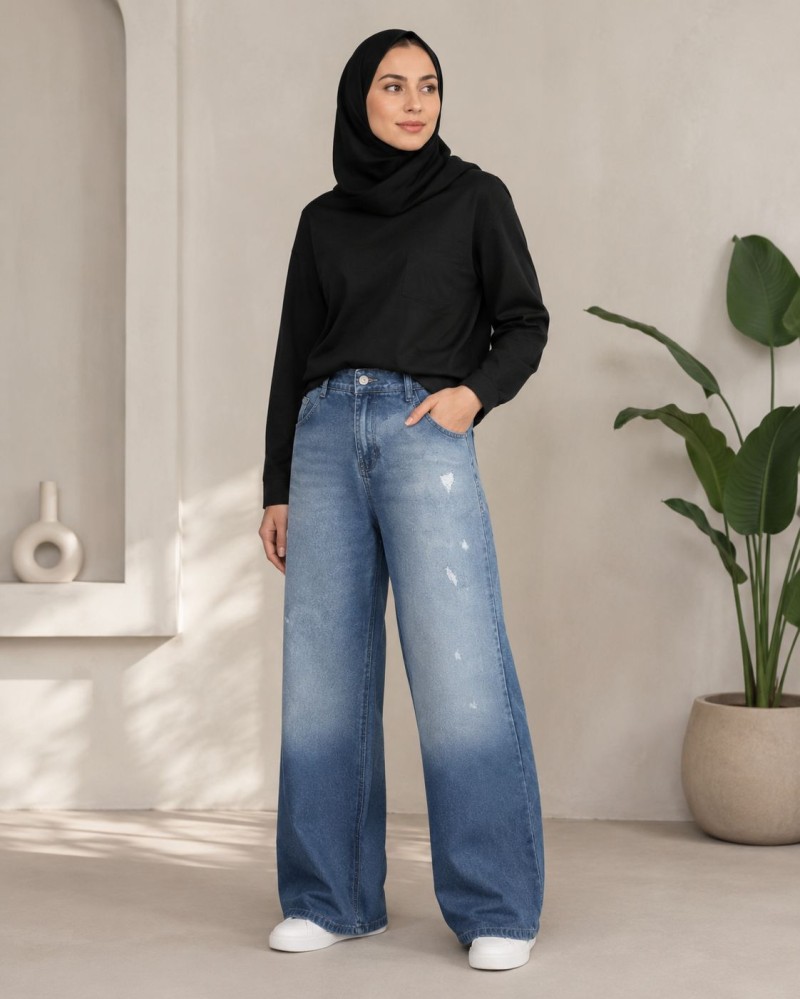 شلوار جین بگ دو رنگ