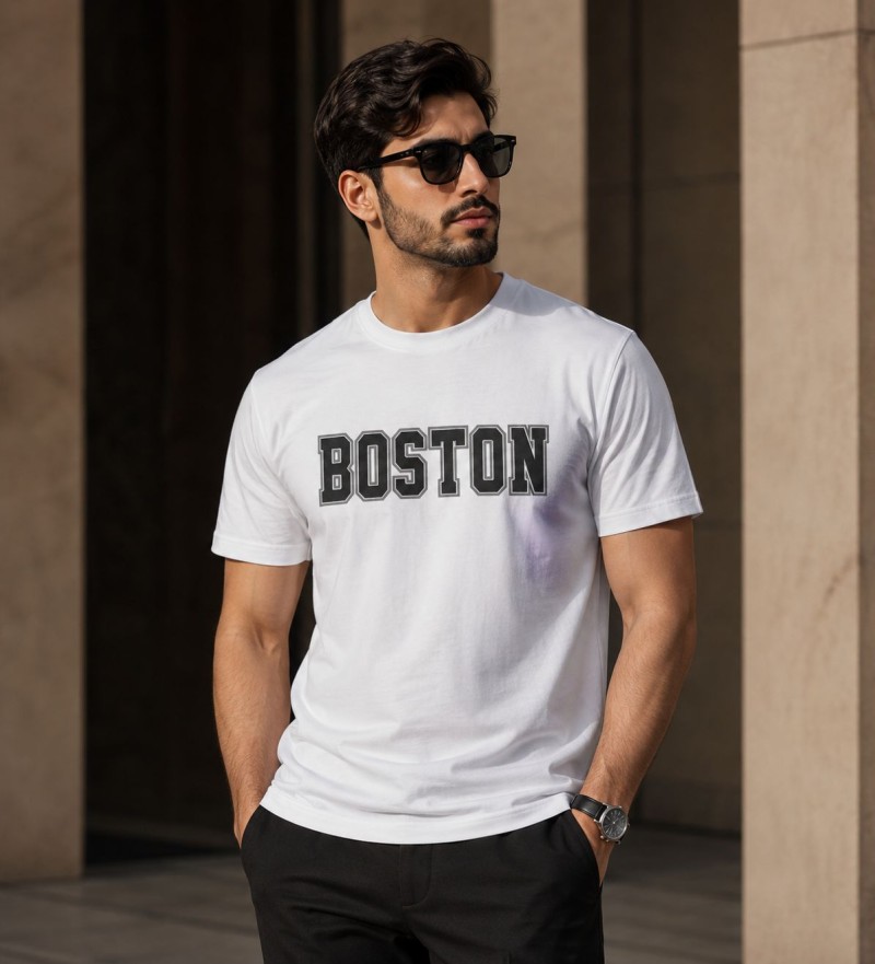 تیشرت پنبه طرح  BOSTON
