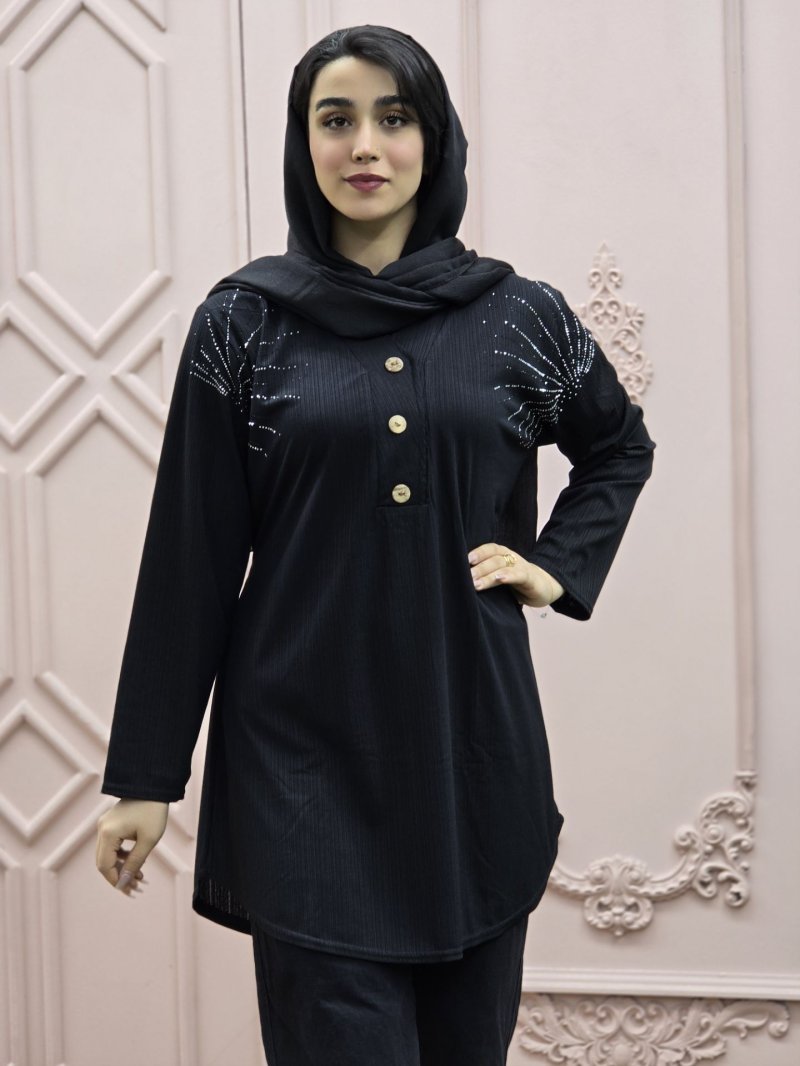 شومیز سه دکمه نگین دار