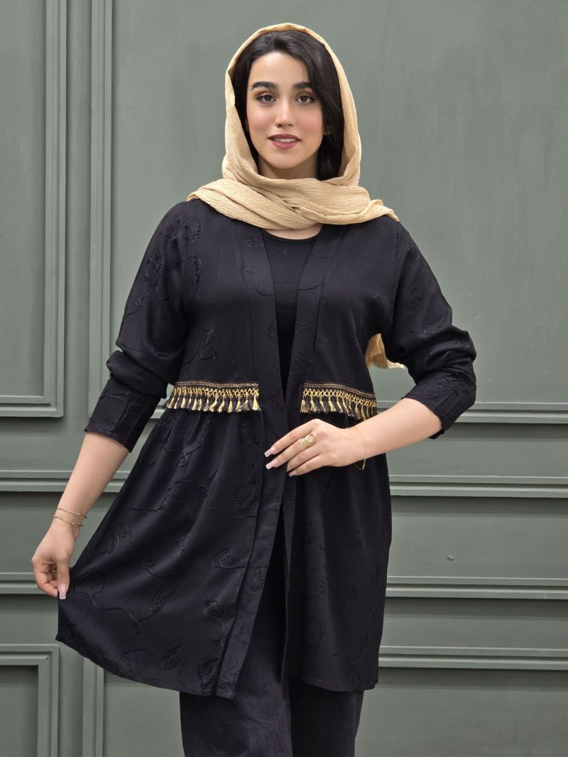 مانتو خامه دوزی نوار دار