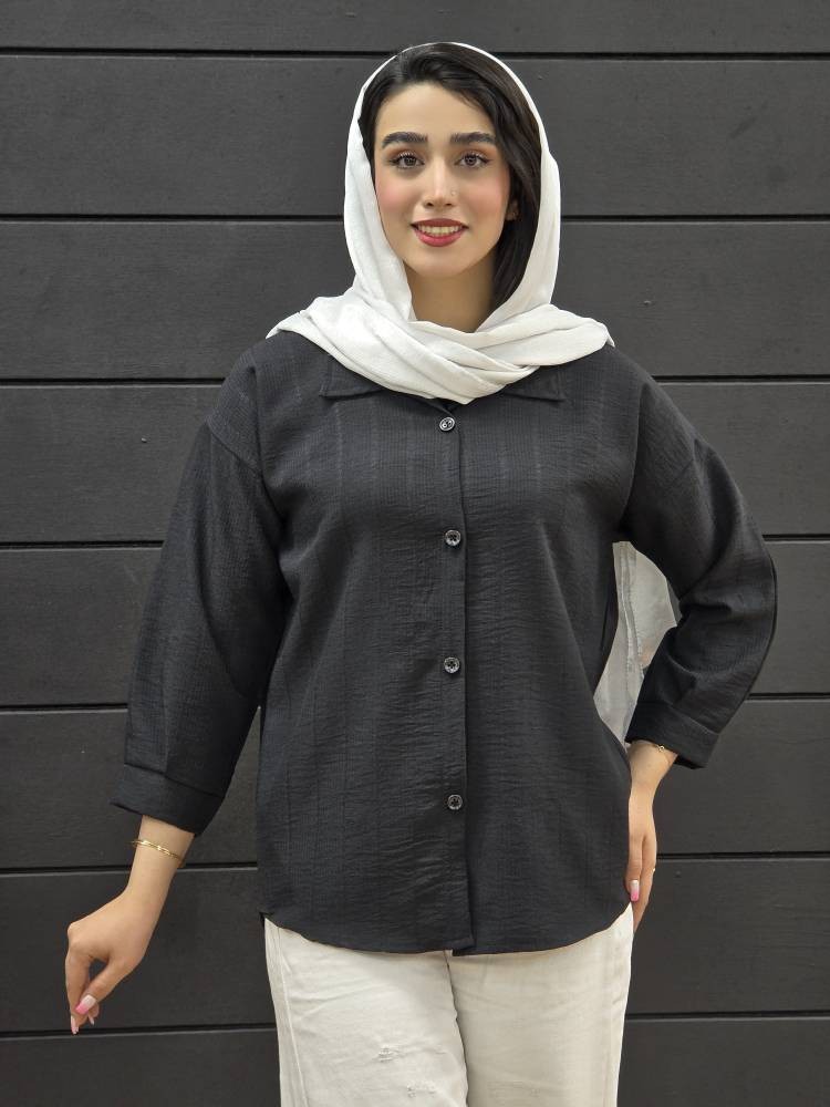 شومیز طرحدار تک رنگ ( مشکی )