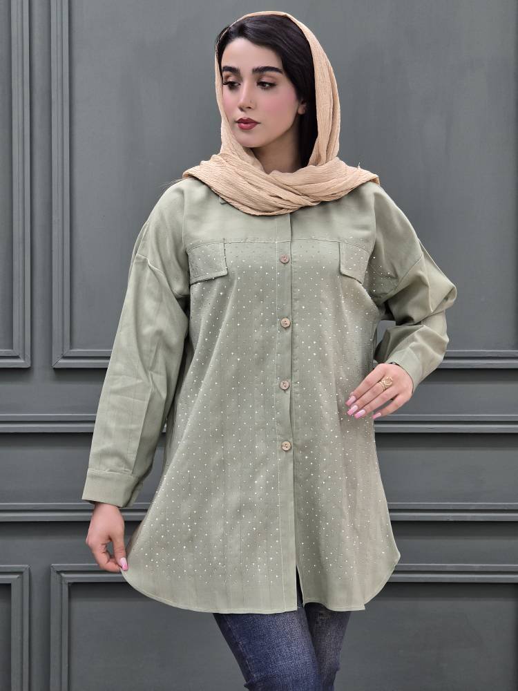 مانتو کنفی نگین دار راه راه