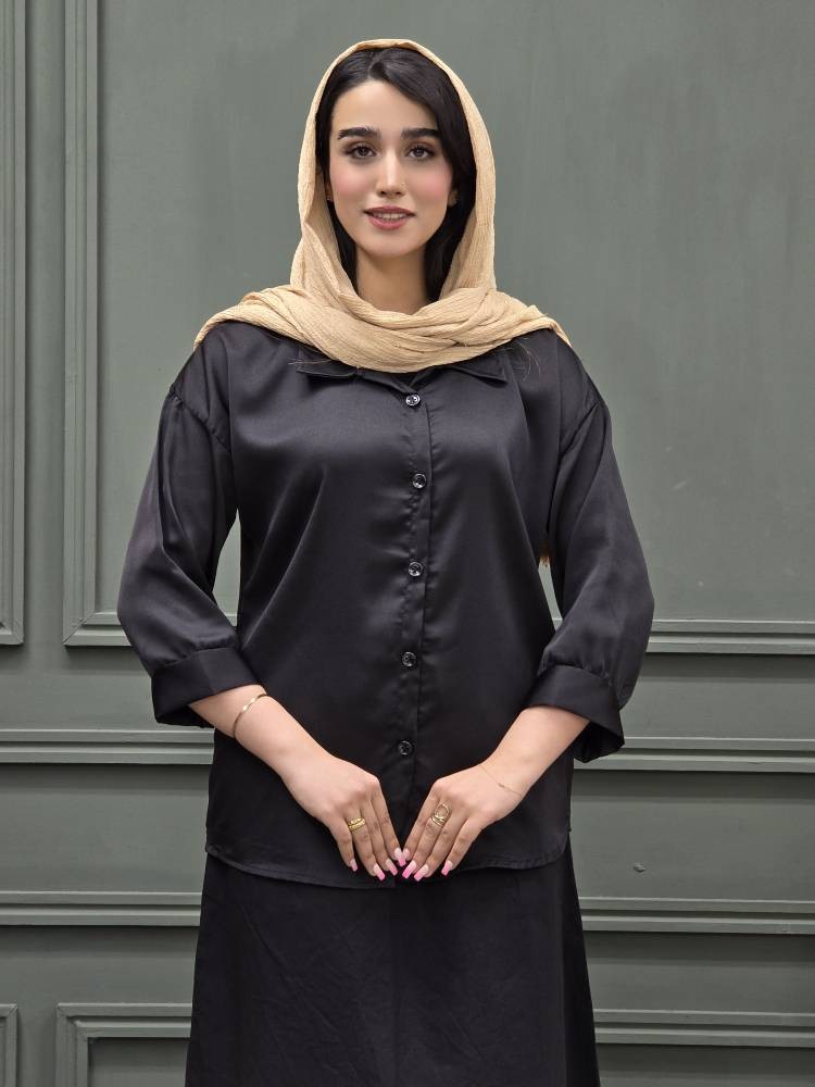 شومیز ساتن تک رنگ
