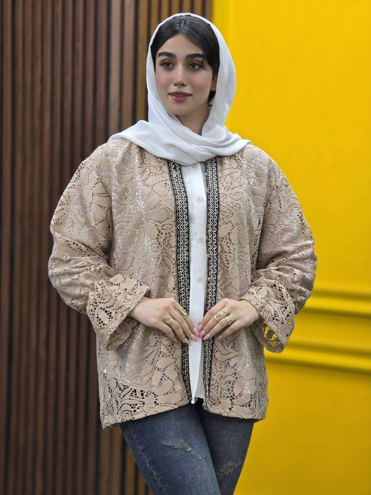 مانتو گیپور آستین کش طرح گل