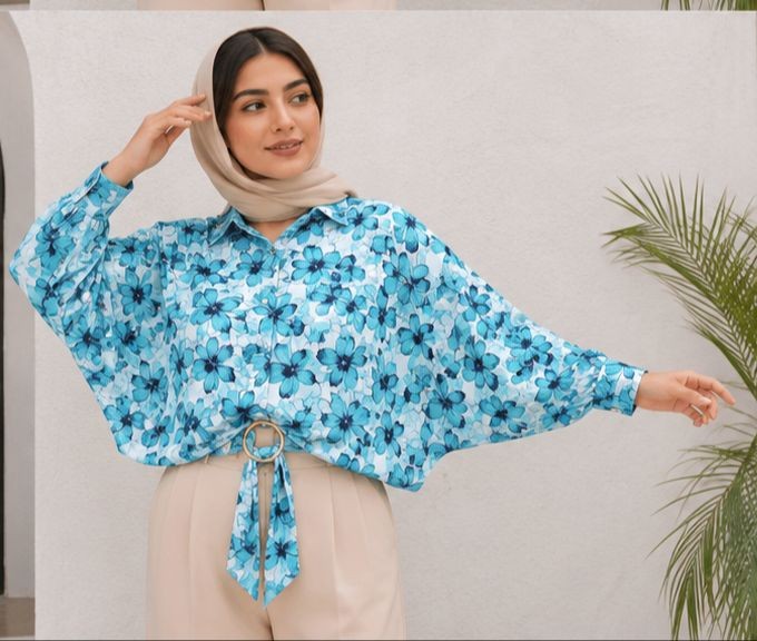 شومیز گلدار دمپا گره