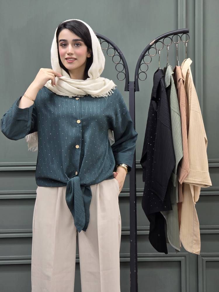 شومیز فول نگین جلو گره