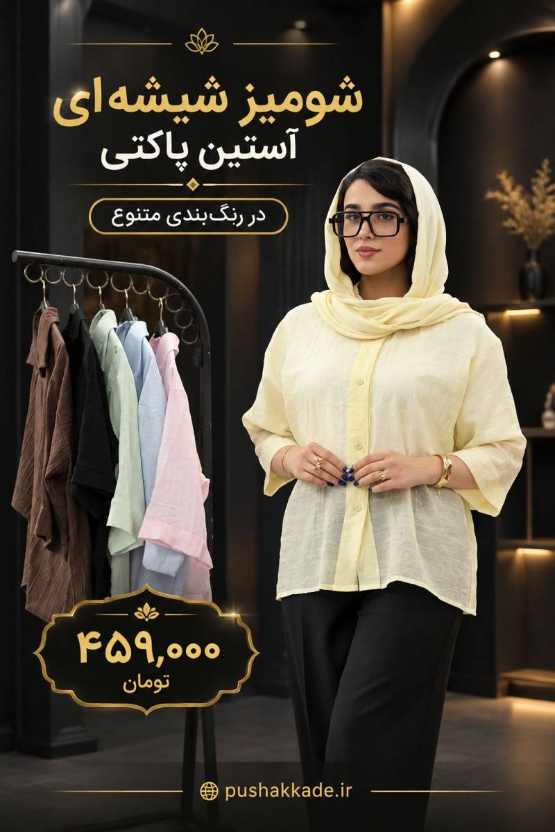 شومیز شیشه ای آستین پاکتی