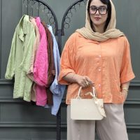 شومیز باکسی آستین پاکتی
