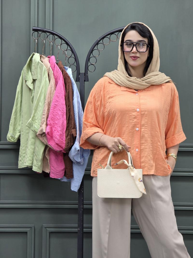 شومیز باکسی آستین پاکتی